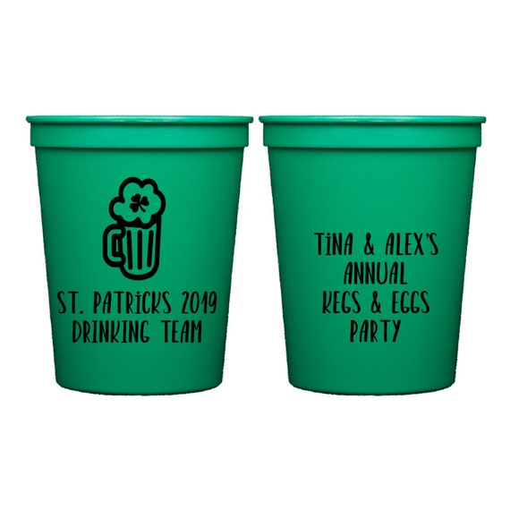 Drinking Team - St. Patrick's Day Personalized Stadium Plastic Cup - St. Patty's Day Stadium Cup, Shamrock, Irish Wedding, Irish Party Favor Il_570xn