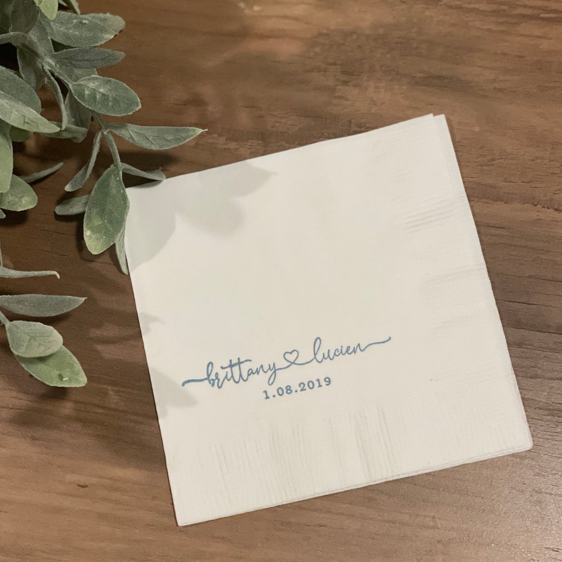 Personalized Wedding Napkins Names with Heart Rehearsal Etsy