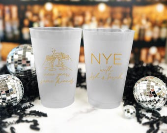 New Year’s Eve Cups: Durable Plastic - Reusable, Two-Sided Print