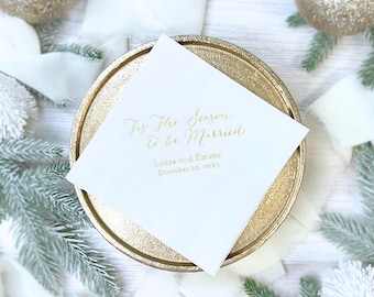 Holiday Wedding Napkins, Foil Printed (Personalized for December Celebrations)