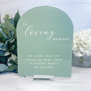 In Loving Memory Wedding Sign: Custom Acrylic Memorial Tribute Table Decor