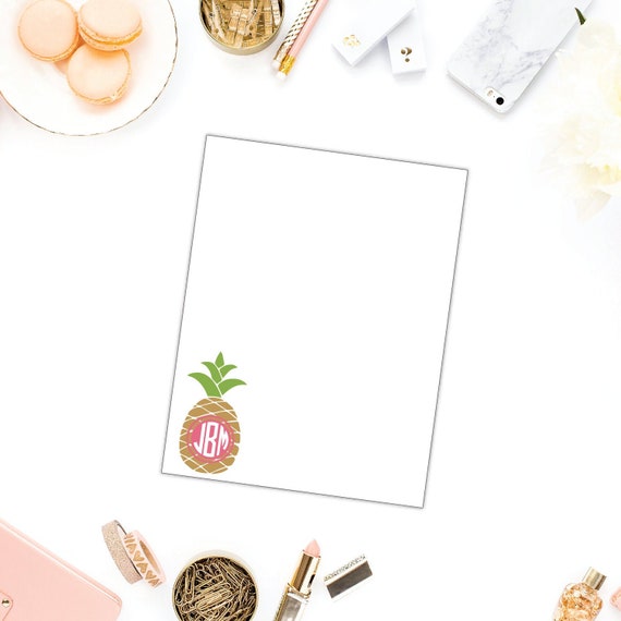 Pineapple Monogram - Personalized Note Pad, Personalized Stationery, Notepad, Teacher Gift, Hostess Gift, Christmas Gift, Note Pad Il_570xn