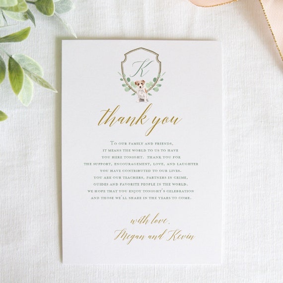INSTANT DOWNLOAD Reception Thank You Card | Edit Now | The Megan Wedding Collection | Reception Card | Modern Wedding | Dog, Cat Fur Baby Il_570xn