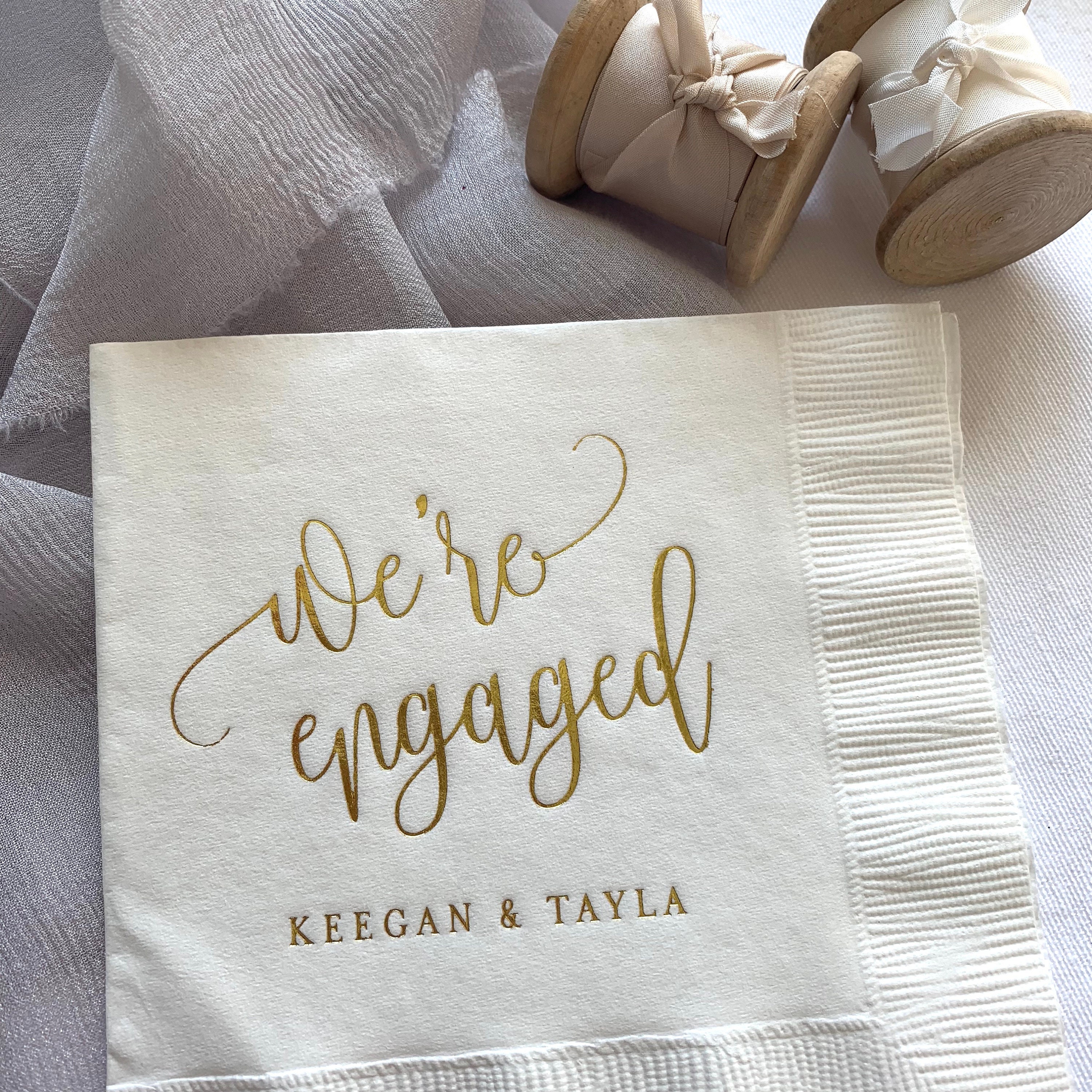 We're Engaged Personalized Napkins Engagement Party Etsy