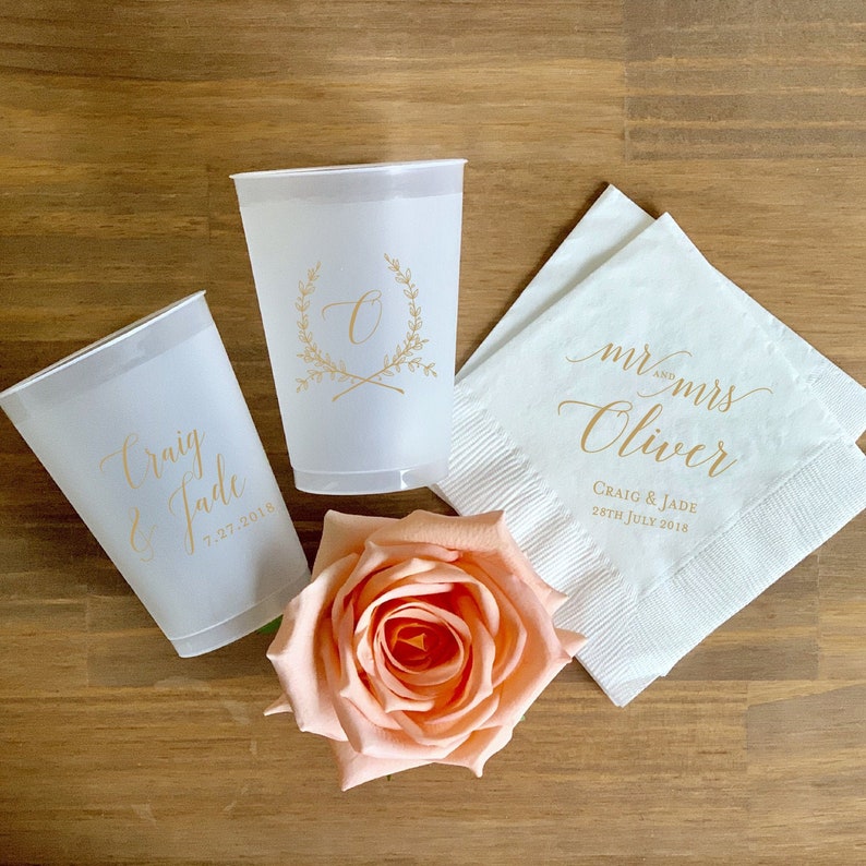 Personalized Wedding Napkins and Cup Package Buy Together Etsy