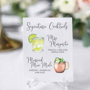 Signature Drink Bar Menu: Wedding Cocktail Sign (Prints & Canvas) image 1