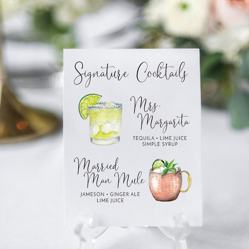 Signature Drink Bar Menu: Wedding Cocktail Sign (Prints & Canvas) image 1