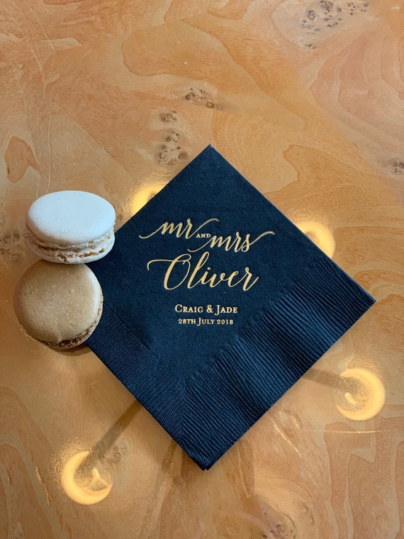 Mr and Mrs Personalized Wedding Napkins | Bridal Shower | Rehearsal Dinner | Engagement Party | Custom Bar Napkins | Custom Wedding Napkins Il_570xn