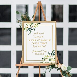 INSTANT DOWNLOAD Pick a Seat Not a Side Wedding Print, Calligraphy Welcome Sign, Wedding Welcome Sign, Welcome Wedding Poster