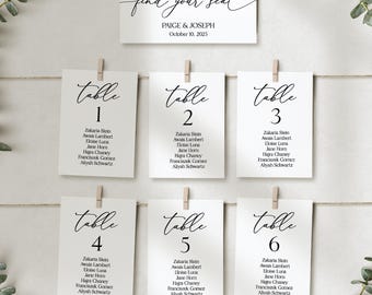 Editable Hanging Seating Chart Template | Printable Wedding Corjl Design