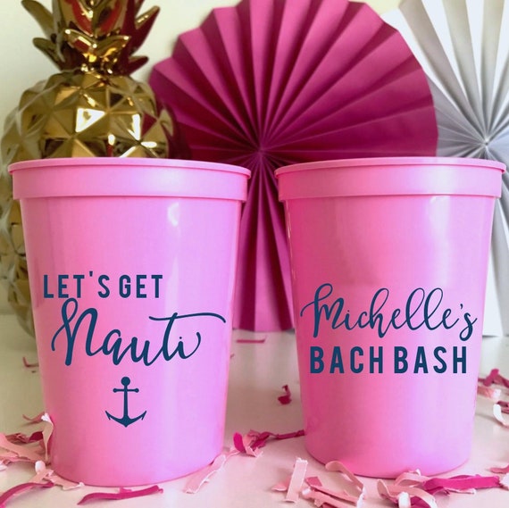 Let's Get Nauti - Bachelorette Personalized Stadium Plastic Cups - Bachelorette Party - Bridal Shower - Last Splash - Summer Bachelorette Il_570xn
