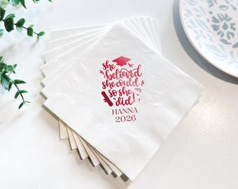 Graduation Napkins, Personalized Foil Print (Class of 2026, Soft 3-Ply)