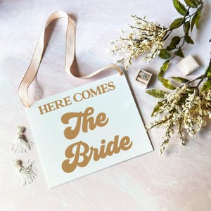 Here Comes The Bride Acrylic Wedding Sign, Flower Girl Sign, Ring Bearer Sign, Wedding Sign, Acrylic Sign, Aisle Sign, Entrance Sign
