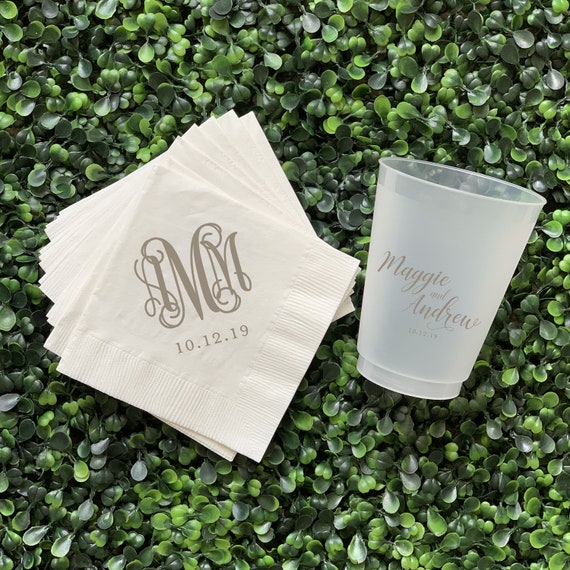 Personalized Wedding Napkins and Cup Package Buy Together Etsy