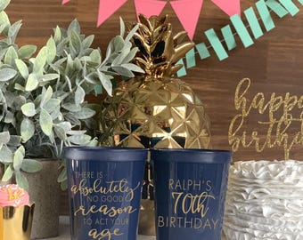 Personalized Stadium Cups: Reusable Plastic - Custom Birthday Design
