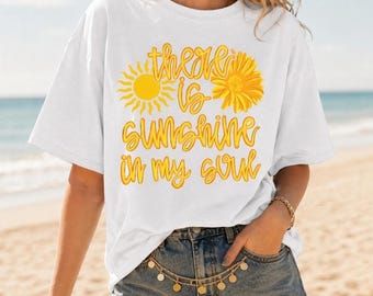 レトロなひまわりシャツ、花柄Tシャツ、ガーデンシャツ、ヒッピーボヘミアングラフィックシャツ、花柄アート好きTシャツ