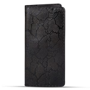 Handmade Black Leather Long Wallet Mens, Snake Embossed Genuine Leather Tall Bifold Wallet, Slim Checkbook Card Holder, Gift for Him, SIE