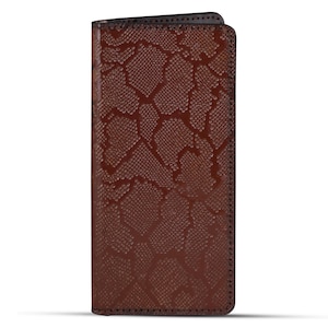 Handmade Long Leather Wallet Mens, Snake Embossed Genuine Leather Tall Bifold Wallet, Slim Checkbook Card Holder, Gift for Him, SIE