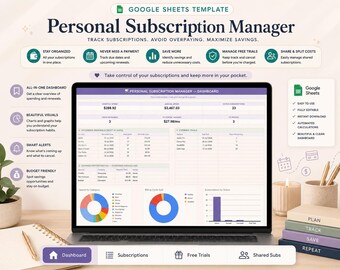 Ultimate Subscription Tracker Spreadsheet | Netflix, Spotify & Bills Manager | Free Trial Reminder | Monthly Expense Tracker