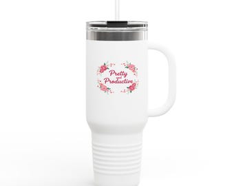 Pretty Productive Floral Wreath Travel Mug | 40oz Insulated Tumbler