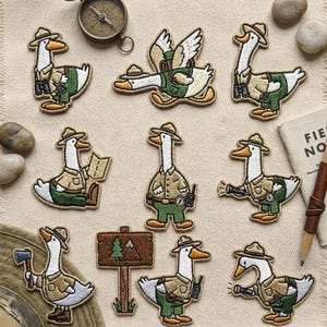 Funny Park Silly Goose Patches, Camping Hiking Scout Duck Iron On Patch, National Park Nature Lover Gift, DIY Backpack Sew On Hook Loop