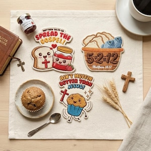 Funny Food Bible Verse Embroidered Patches, Cute Christian Pun Iron On Patch, Religious Inspirational Gift, DIY Bag Sew On Hook & Loop