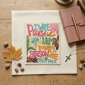 Retro Christian Stamp Embroidered Patches, Bible Verse Quote Iron On Patch, Boho Floral Faith Gift For Women, DIY Bag Sew On Hook & Loop