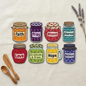 Funny Christian Jam Jar Embroidered Patches, Jesus Is My Jam Faith Iron On Patch, Religious Scripture Gift, DIY Bag Sew On Hook & Loop