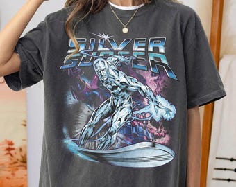 Retro Silver Surfer Shirt, Fantastic Four Comic Tee, Vintage Marvel Superhero Shirt, Galactus Gift, Fantastic 4 Movie Fan Tee, MCU Fan Gift