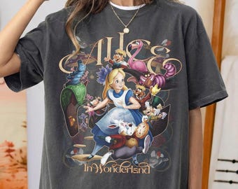 ディズニー アリス Tシャツ、ヴィンテージ 不思議の国のアリス シャツ、チェシャ猫 Tシャツ、マッドハッター ファミリーバケーション お揃いTシャツ ディズニーファンへのギフトTシャツ