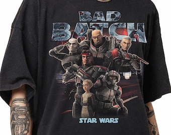 Retro Bad Batch T-Shirt, Star Wars Clone Force 99 Tee, Hunter Wrecker Omega Echo Tech Sweatshirt, Star Wars Disney Shirt, Fan Gift Tee
