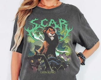 ヴィンテージ ライオンキング スカー シャツ、ディズニー ヴィランズ Tシャツ、特大ライオン スカー Tシャツ、ディズニー ヴィランズ ファミリー旅行シャツ、ディズニーワールド ギフト Tシャツ