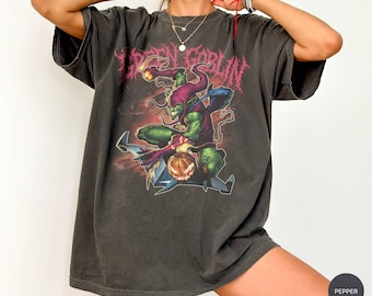 レトロなグリーンゴブリンのマーベルシャツ、スパイダーマン ノーウェイホームTシャツ、スパイダーマン グリーンゴブリンTシャツ、カスタムディズニーワールド マーベルスウェットシャツ