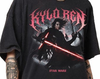 Vintage Kylo Ren T Shirt, Star Wars Galaxys Edge Retro Tee, Rise of Resistance Disney Shirt, Star Wars Villains Dark Side Sith Fan Gift