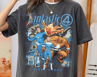 レトロなファンタスティック・フォーのシャツ、マーベル・ファースト・ステップスTシャツ、ディズニー・ファンタスティック・フォーのスウェットシャツ、マーベル・スーパーヒーロー・リード・リチャーズのTシャツ、MCUファンギフト