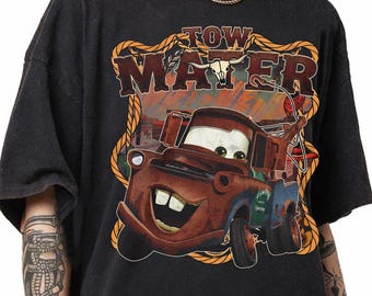 Retro Tow Mater Shirt, Disney Cars Radiator Springs Tee, Pixar Family Trip Shirt, Checkered Race Graphic Tee, Comfort Colors Gift Tee Kid