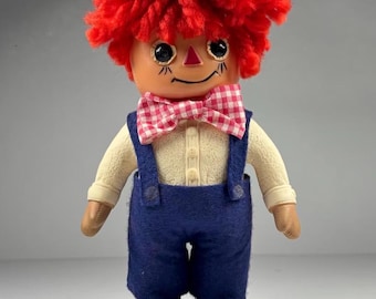 Vintage 1974 Raggedy Andy Doll Knickerbocker Toy Co Red Yarn Hair Classic Collectible