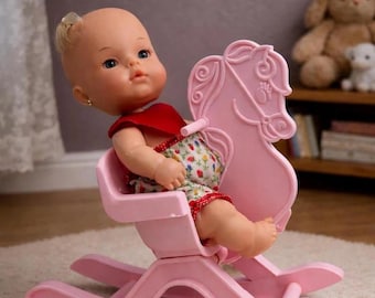 Vintage Estrela Brazil Doll Nursery Set Rocking Chair Horse Baby Doll Pastel Toy