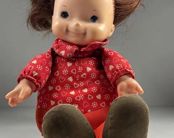 Vintage 1973 Fisher-Price #203 Audrey Lapsitter Doll Red Heart Outfit Soft Body Toy
