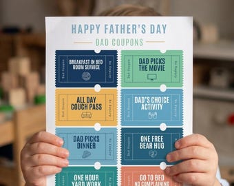 Afdrukbare Vaderdag-tegoedbonnen, bewerkbare papa-vouchers (digitale download)