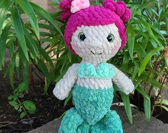 Handmade Crochet Mermaid Plushie | 11 Inch Amigurumi Doll