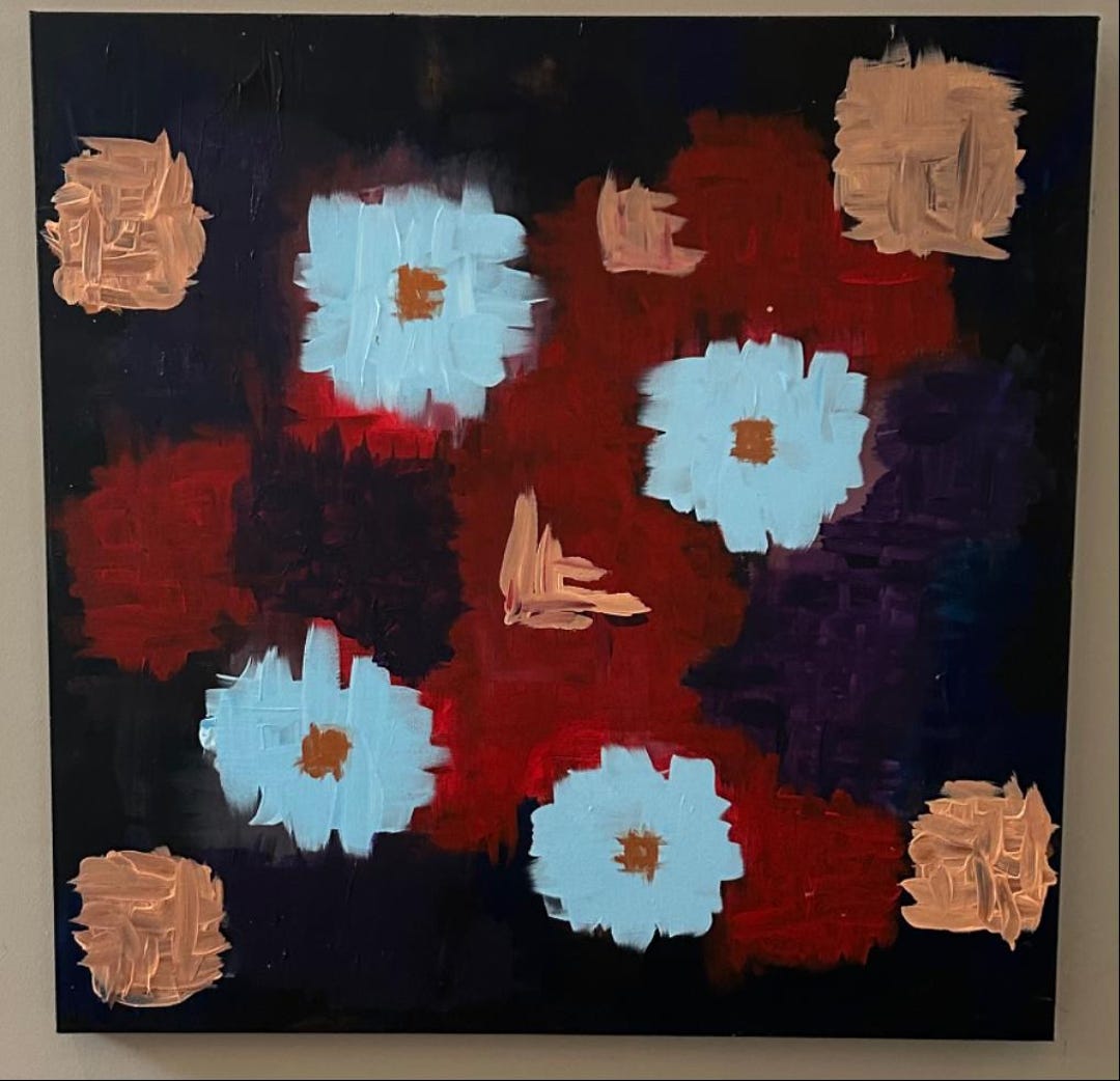 Summerfield Original Abstract Floral Painting, 36x36 Canvas Wall Art ...