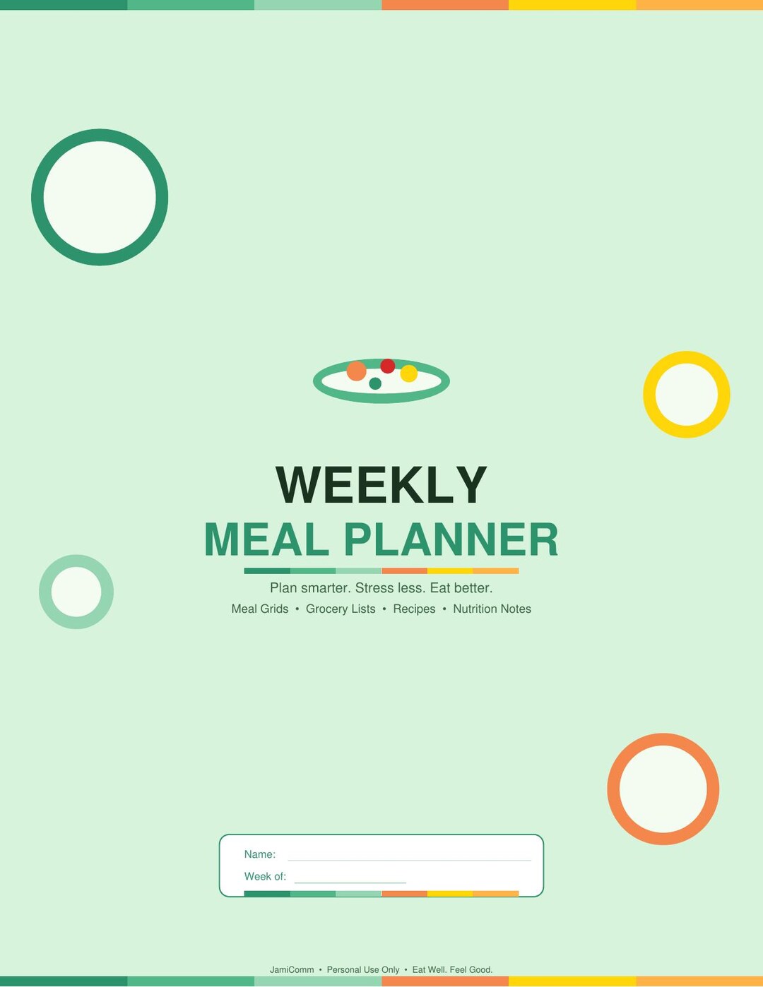 Weekly Meal Planner Printable PDF | Meal Planning Template | Grocery ...