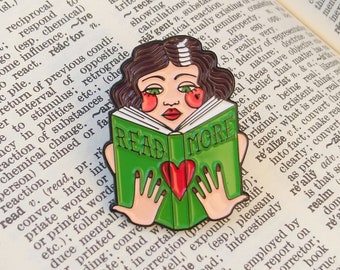 Read more, book lover enamel pin, gift for reader