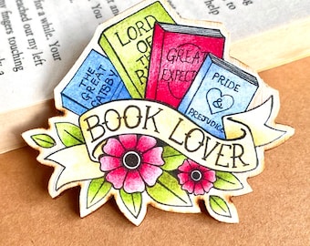 Book lover magnet, gift for reader, novel fridge magnet