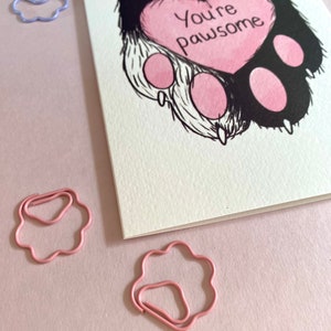 Cat paw card, youre awesome, congratulations card, card for partner, well done greeting card, pawsome, cat lover card, cat pun, image 5