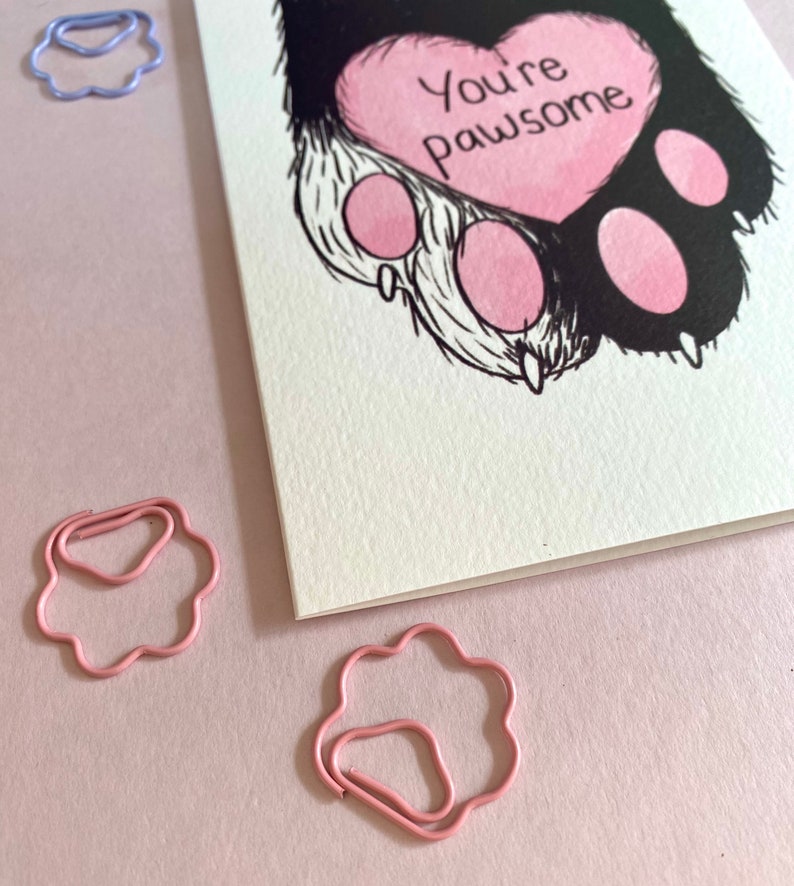 Cat paw card, youre awesome, congratulations card, card for partner, well done greeting card, pawsome, cat lover card, cat pun, image 5