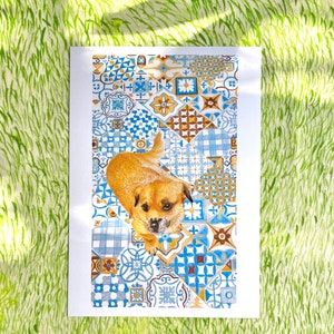 Moroccan dog print, recycled materials, art print zdjęcie 4