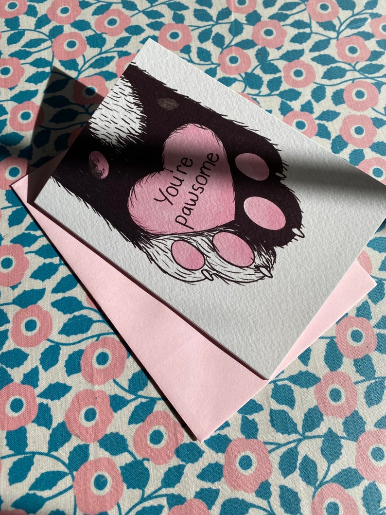 Cat paw card, youre awesome, congratulations card, card for partner, well done greeting card, pawsome, cat lover card, cat pun, image 10