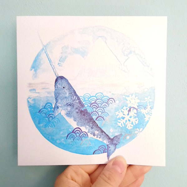 Pearlescent narwhal card